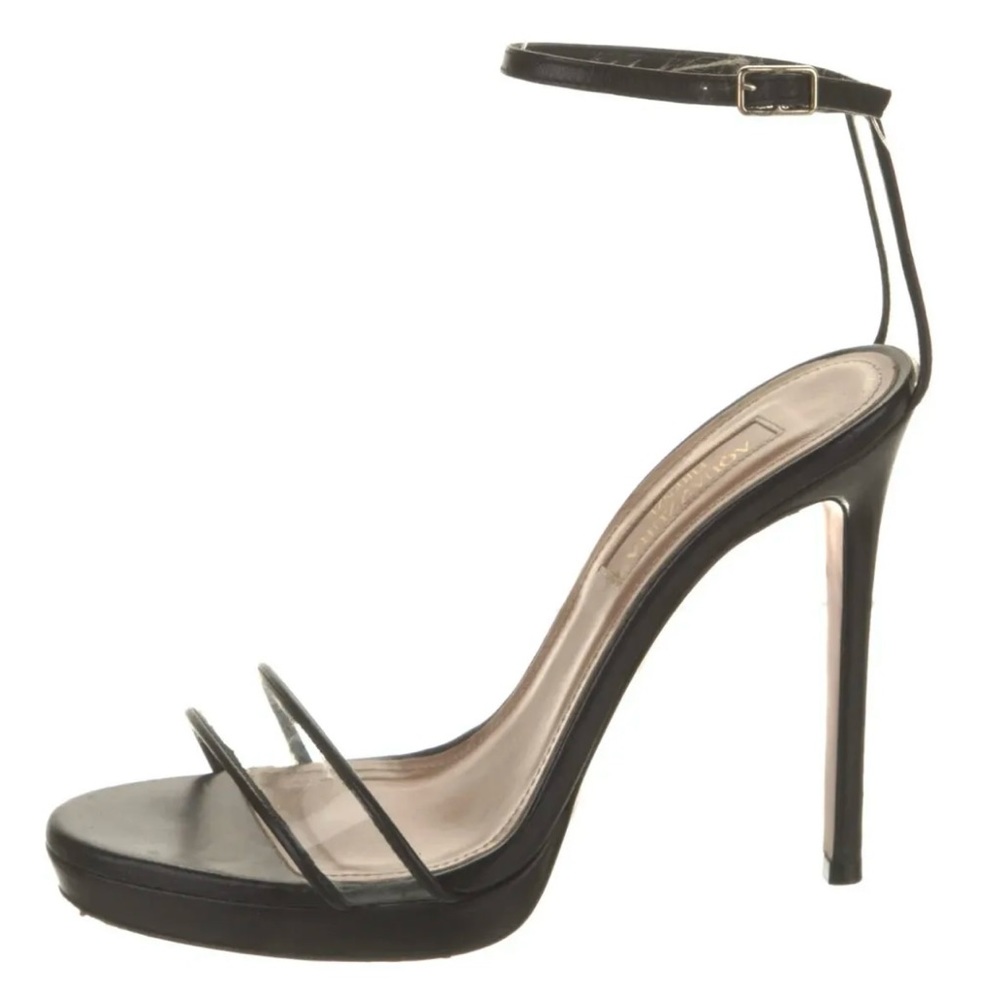 AQUAZZURA Black Leather & PVC Platform Sandals SZ 5.5 IT 35.5 Good Used Cond.